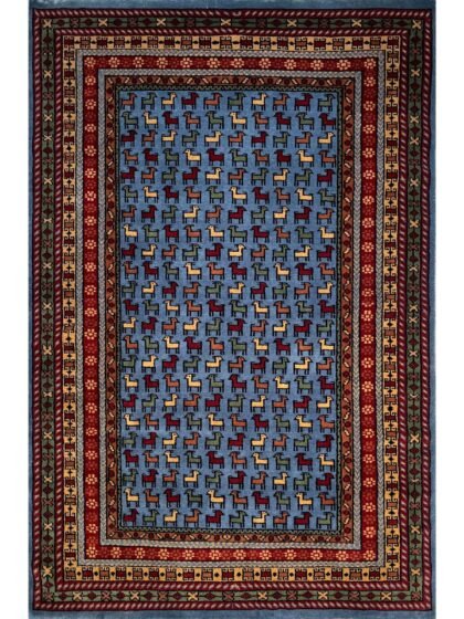 4x6 Handmade Hand Knotted Wool Carpet Bakri Bluish Gray