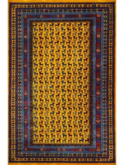 4x6 Handmade Hand Knotted Wool Carpet Bakri Yellow