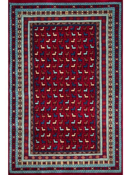 4x6 Handmade Hand Knotted Wool Carpet Bakri red