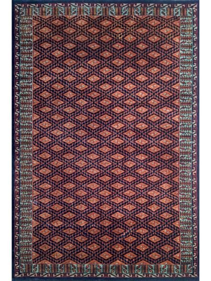4x6 feet Black Hand Knotted Wool Carpet (Burfi)