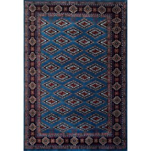 4x6 ft Hand Knotted Wool Carpet Blue Diamond
