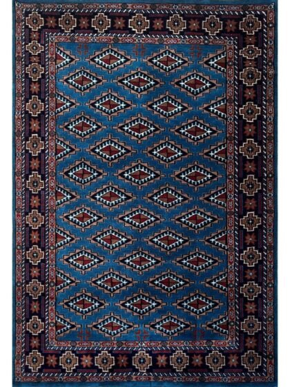 4x6 ft Hand Knotted Wool Carpet Blue Diamond