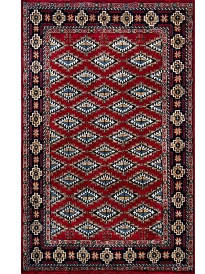 4x6 ft Hand Knotted Wool Carpet Red Barfi