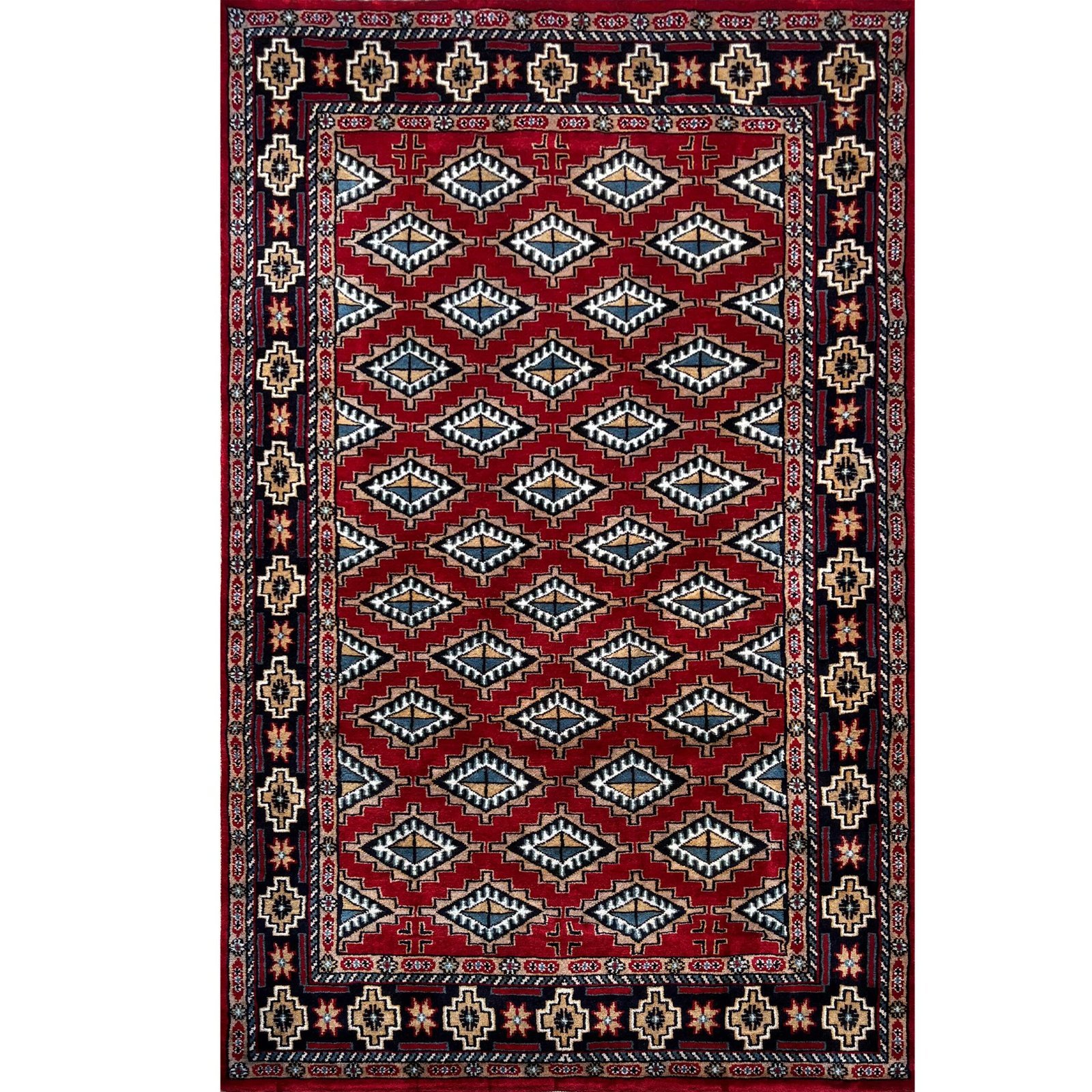 4x6 ft Hand Knotted Wool Carpet Red Barfi