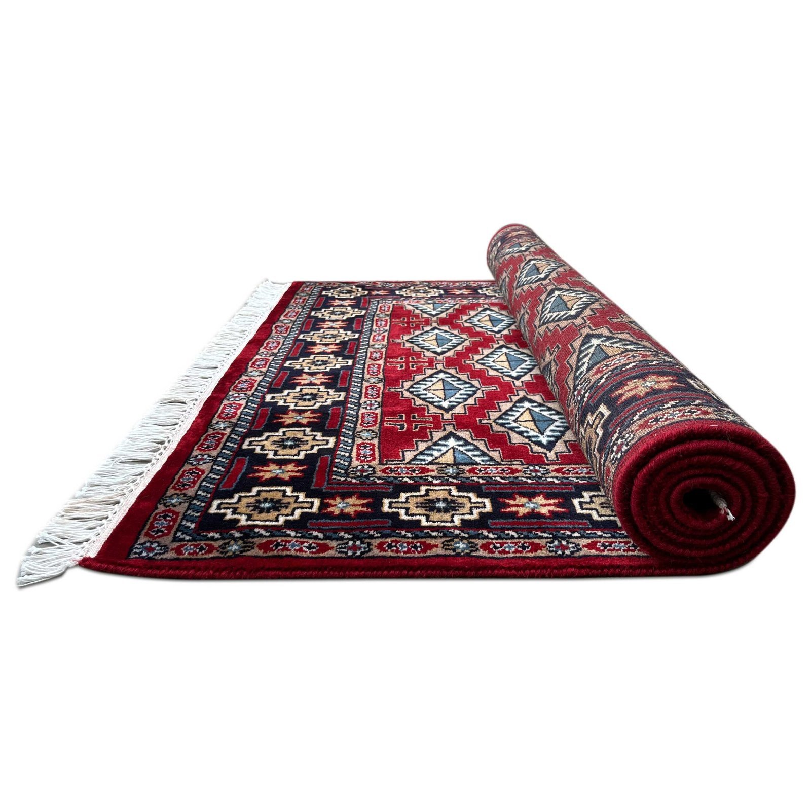 4x6 ft Hand Knotted Wool Carpet Red Barfi - Image 3