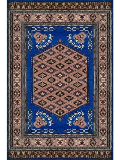 4×6 Feet Royal Blue Hand Knotted Prince Bukhara Wool Carpet