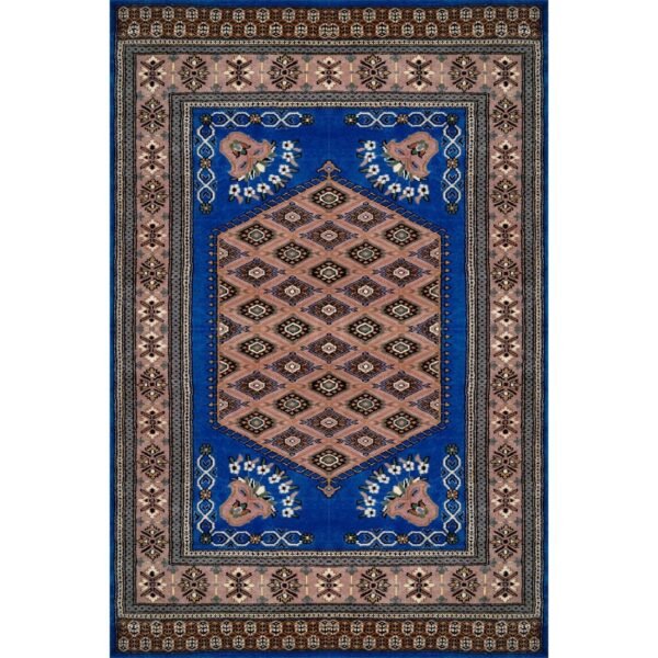 4×6 Feet Royal Blue Hand Knotted Prince Bukhara Wool Carpet