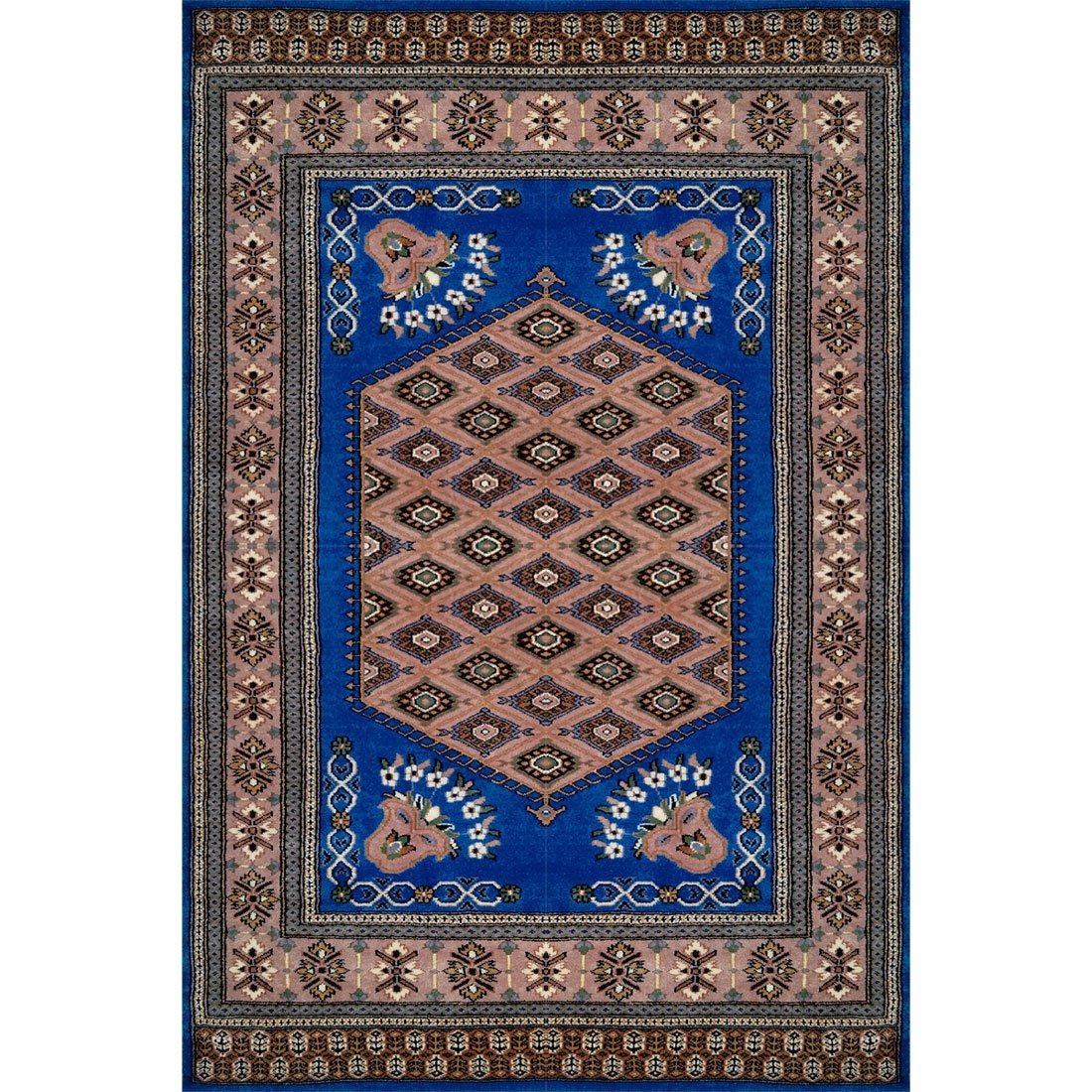 4×6 Feet Royal Blue Hand Knotted Prince Bukhara Wool Carpet