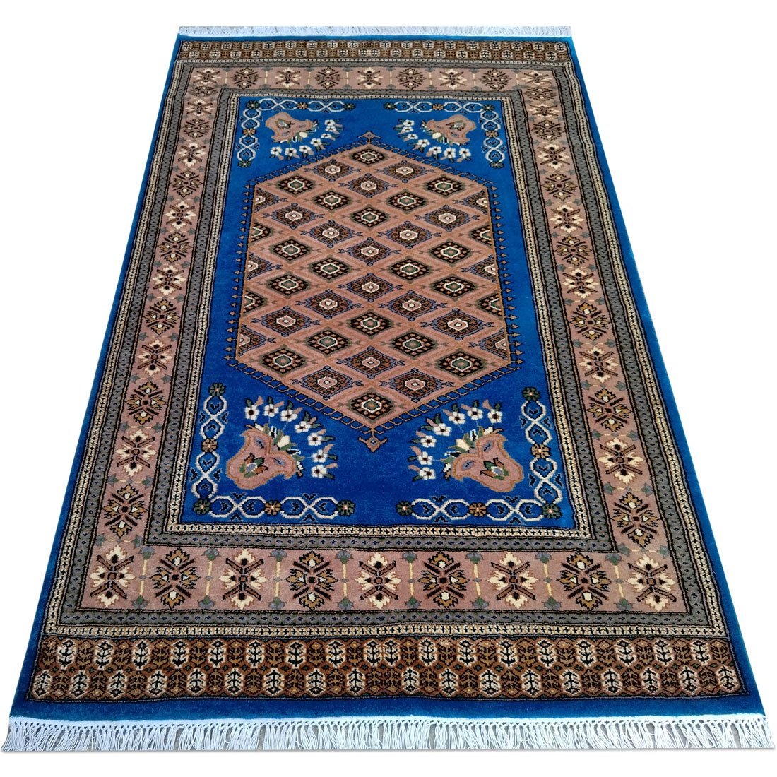 4×6 Feet Royal Blue Hand Knotted Prince Bukhara Wool Carpet - Image 2