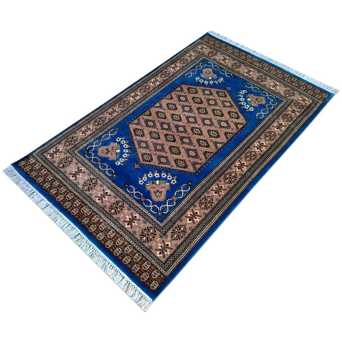 4×6 Feet Royal Blue Hand Knotted Prince Bukhara Wool Carpet - Image 3
