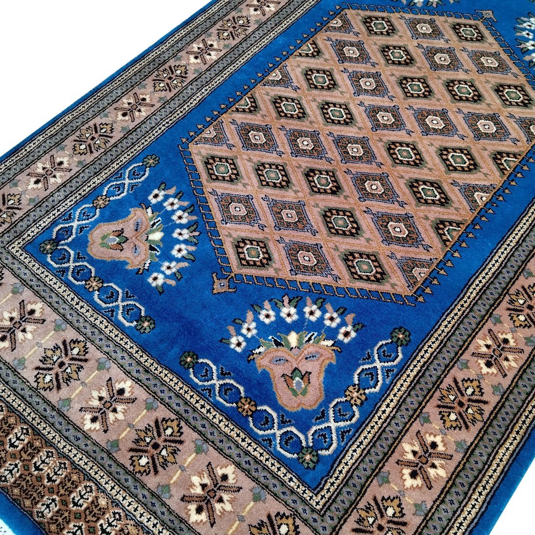 4×6 Feet Royal Blue Hand Knotted Prince Bukhara Wool Carpet - Image 4