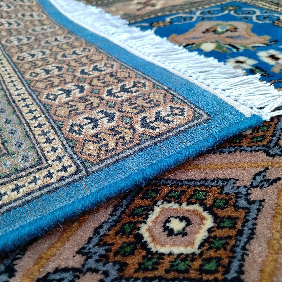 4×6 Feet Royal Blue Hand Knotted Prince Bukhara Wool Carpet - Image 6