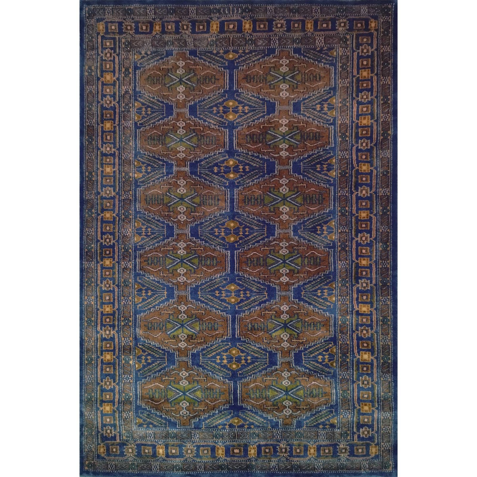 4×6 ft Bukhara Blue Hand knotted Wool Carpet