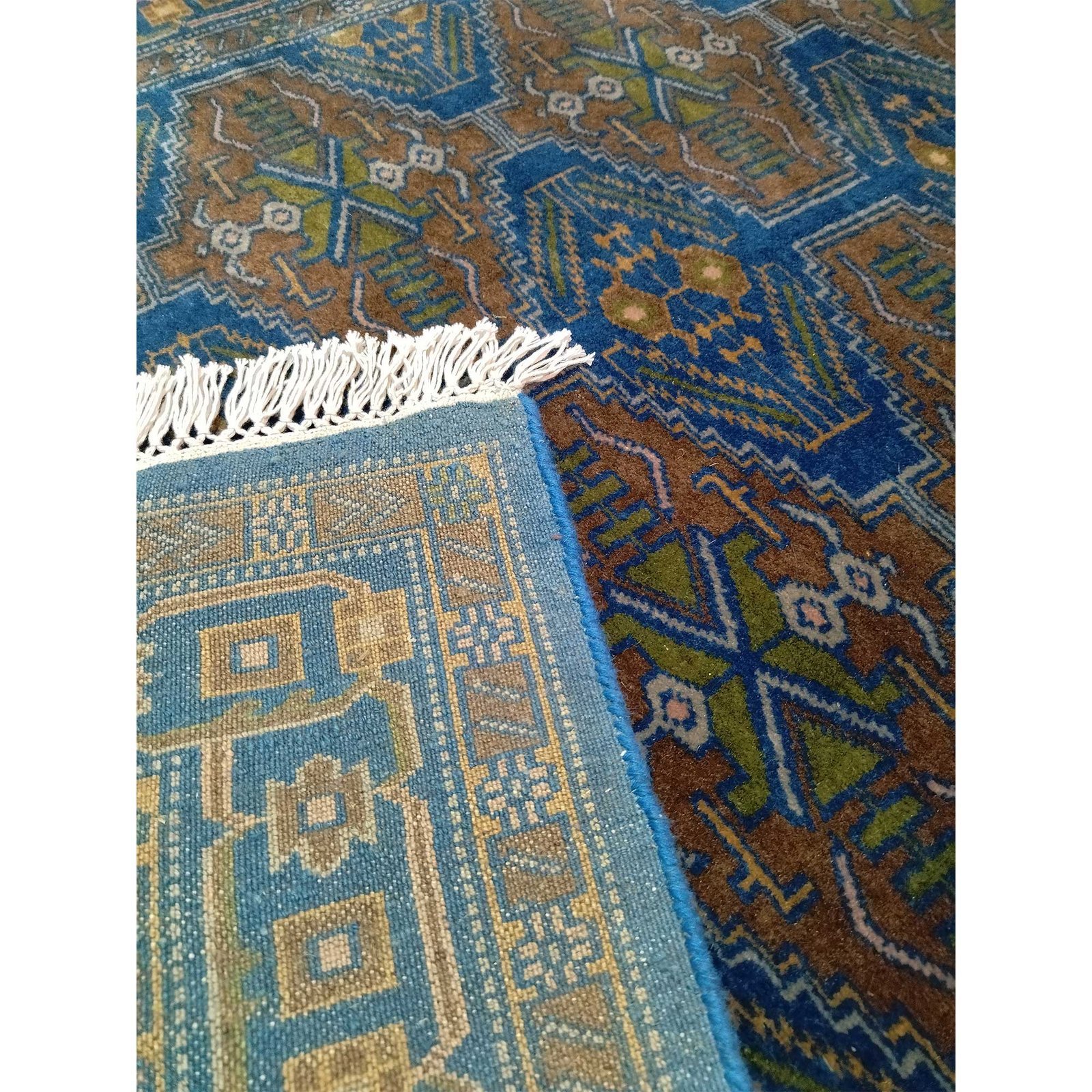 4×6 ft Bukhara Blue Hand knotted Wool Carpet - Image 4