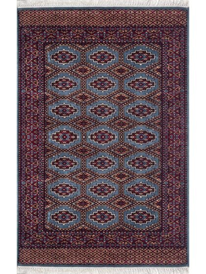 4x6 ft Hand Knotted Woolen Carpet Bluish Gray Bukhara
