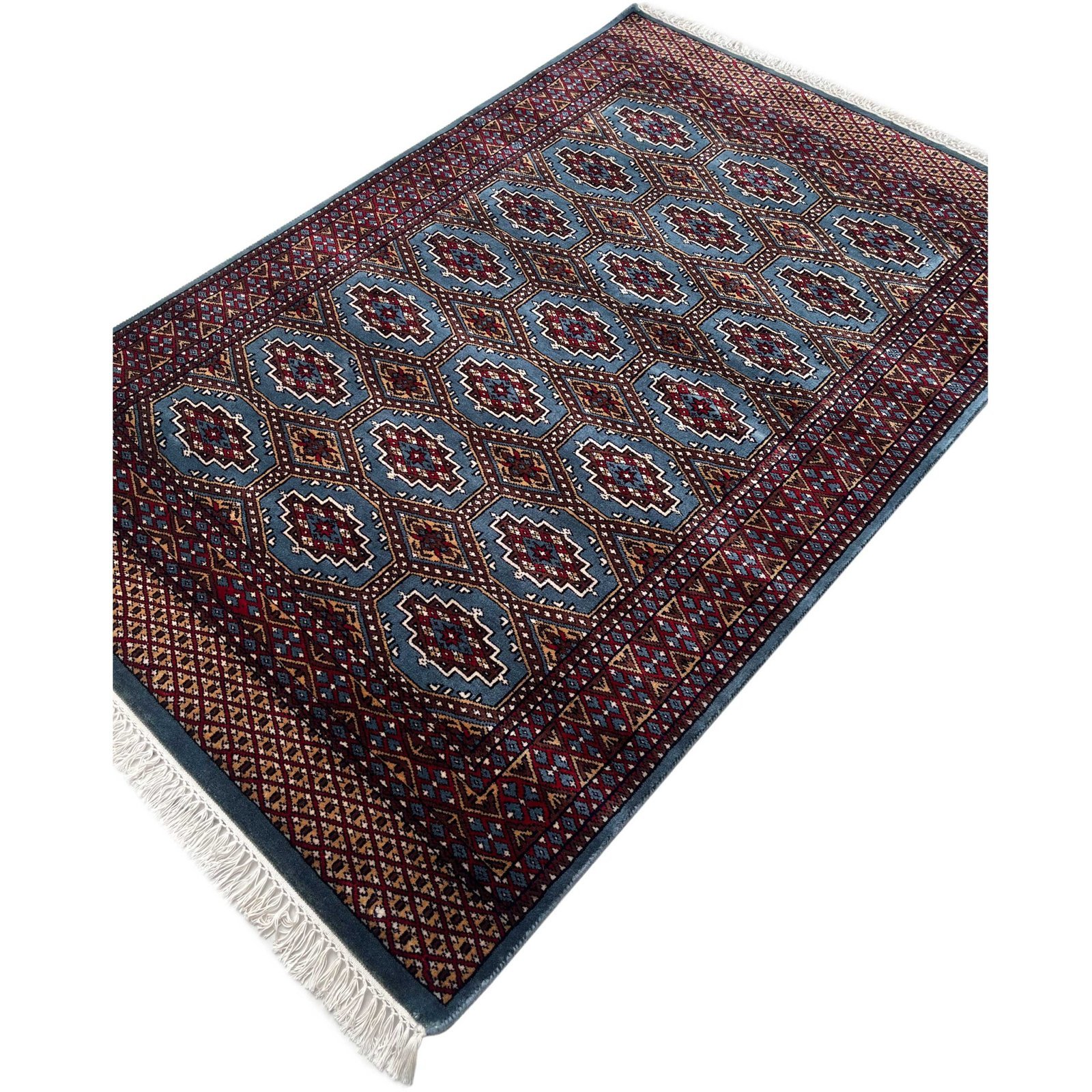 4x6 ft Hand Knotted Woolen Carpet Bluish Gray Bukhara - Image 2