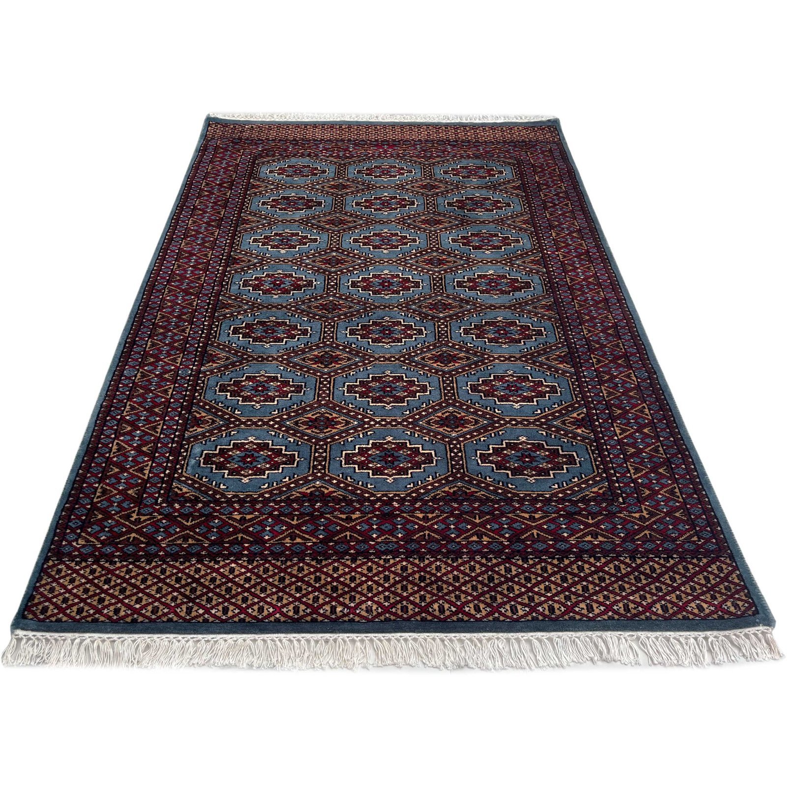 4x6 ft Hand Knotted Woolen Carpet Bluish Gray Bukhara - Image 7