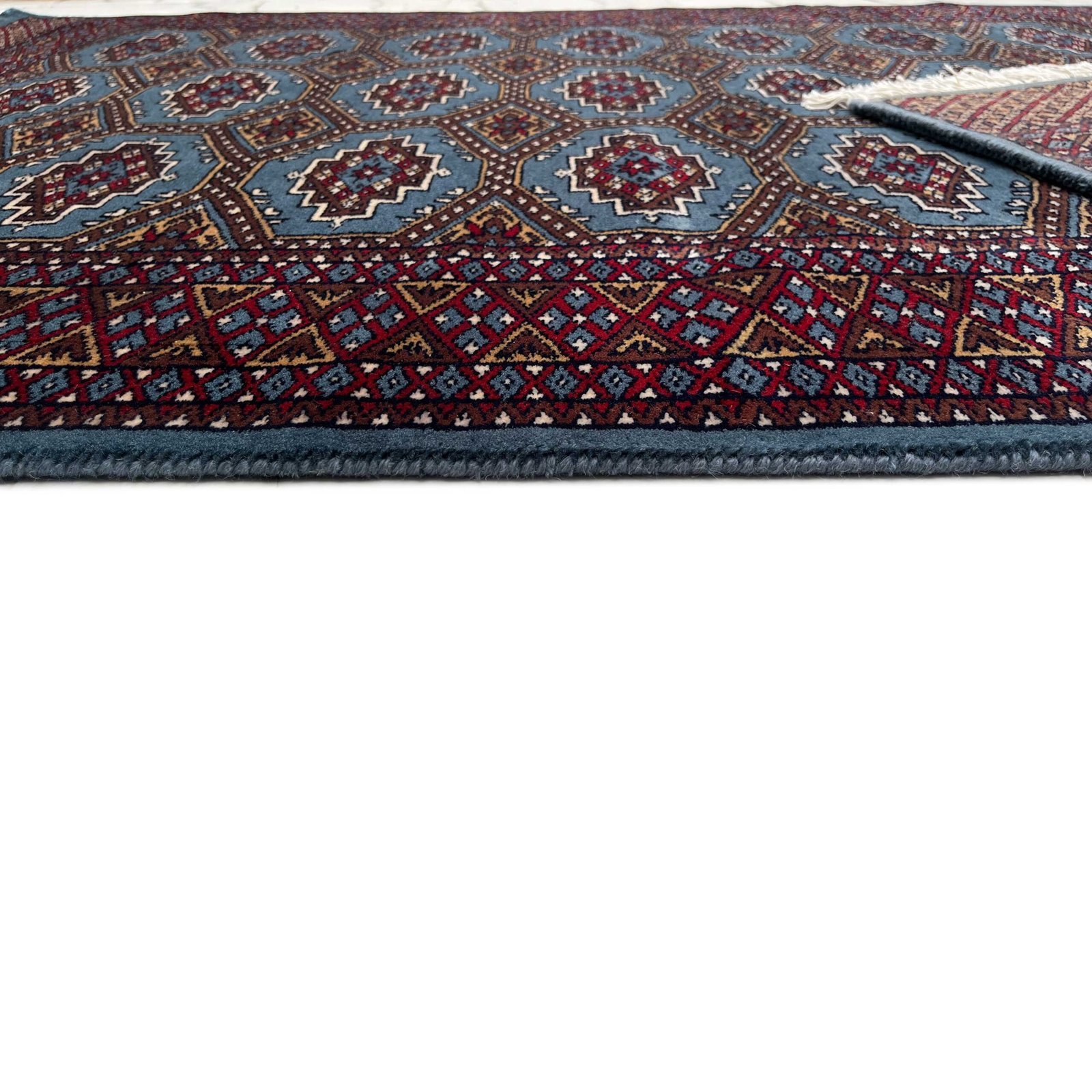 4x6 ft Hand Knotted Woolen Carpet Bluish Gray Bukhara - Image 4