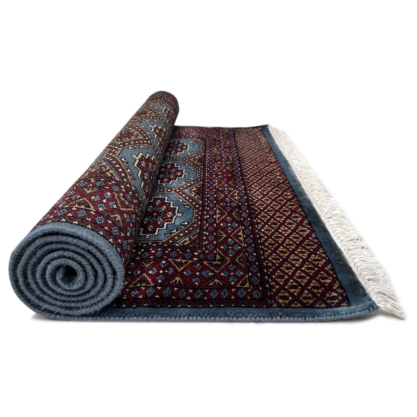 4x6 ft Hand Knotted Woolen Carpet Bluish Gray Bukhara - Image 3