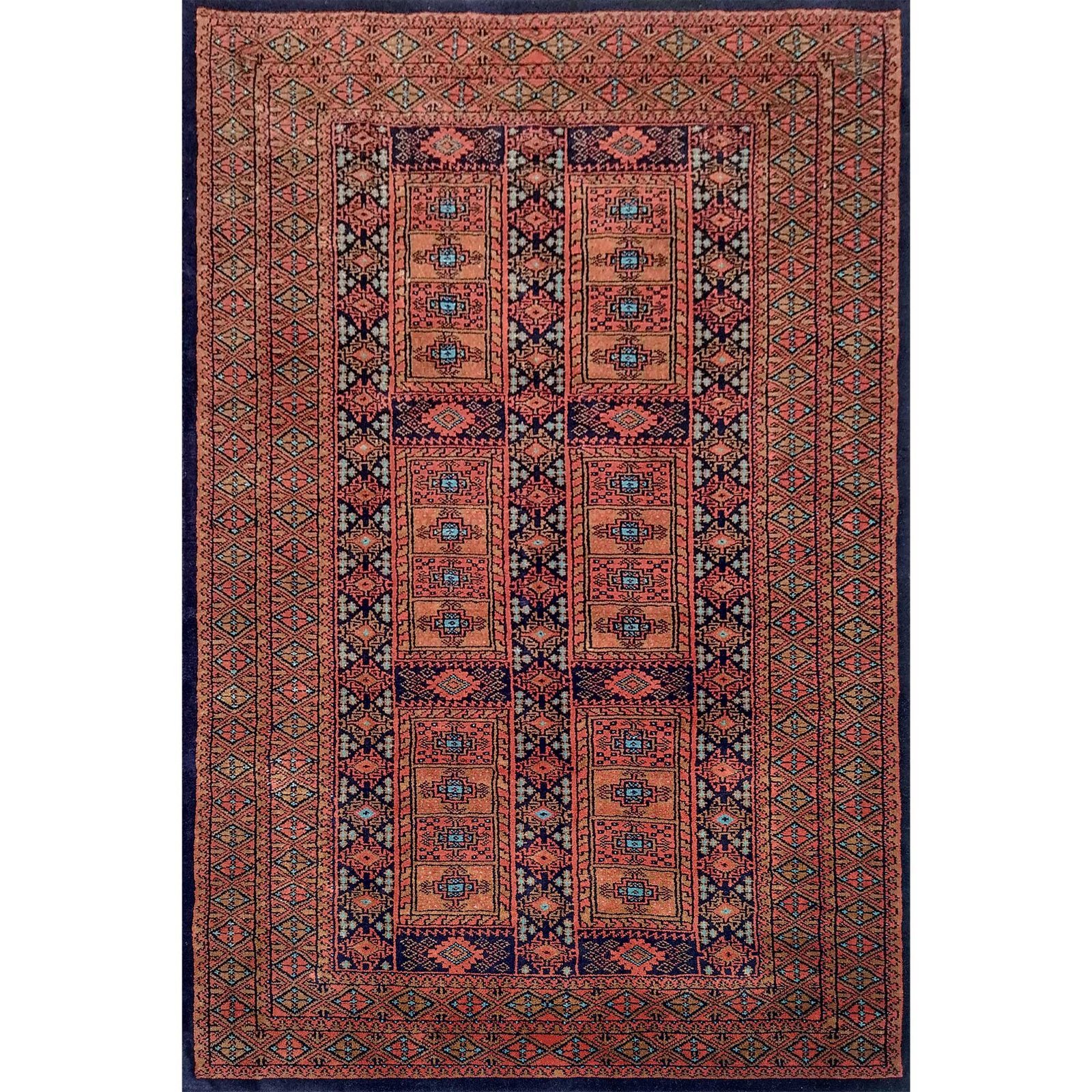 4x6 ft Black Hand Knotted Wool Carpet