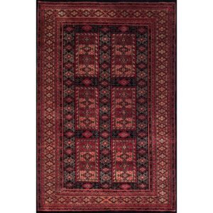 4x6 ft Hand Knotted Woolen Carpet Black Dubba