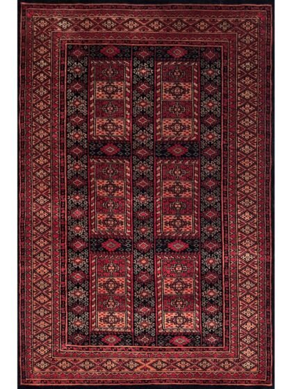 4x6 ft Hand Knotted Woolen Carpet Black Dubba