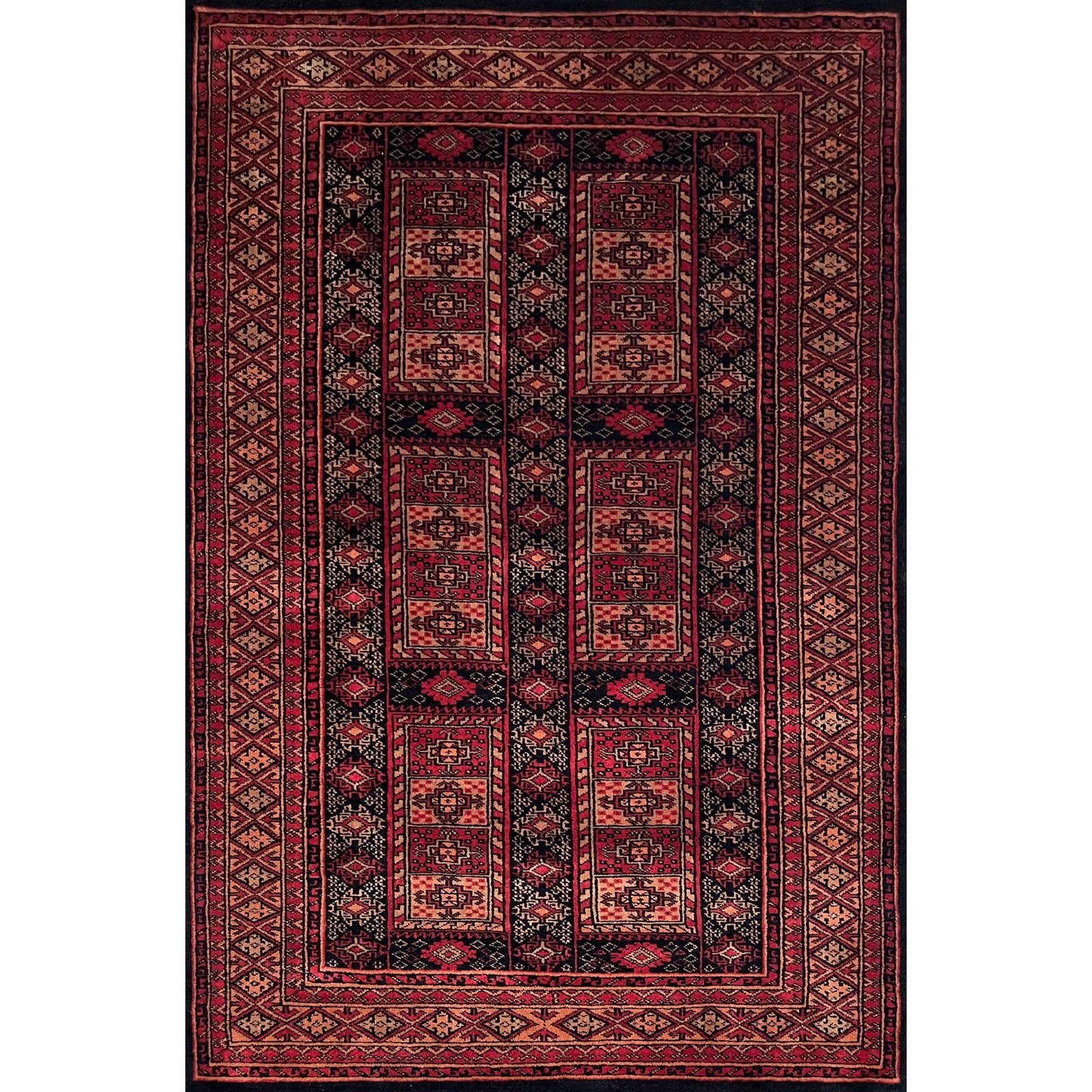4x6 ft Hand Knotted Woolen Carpet Black Dubba