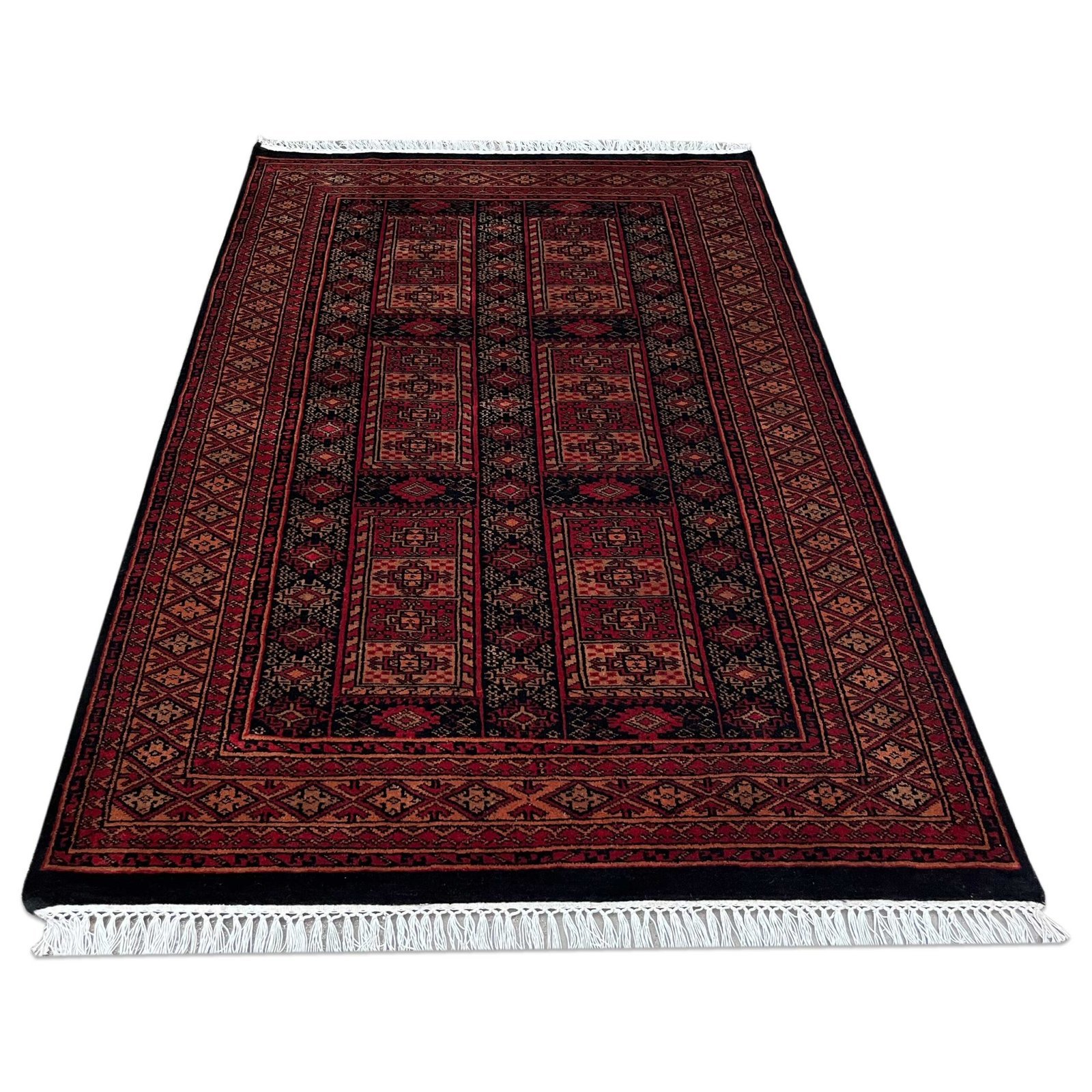 4x6 ft Hand Knotted Woolen Carpet Black Dubba - Image 2