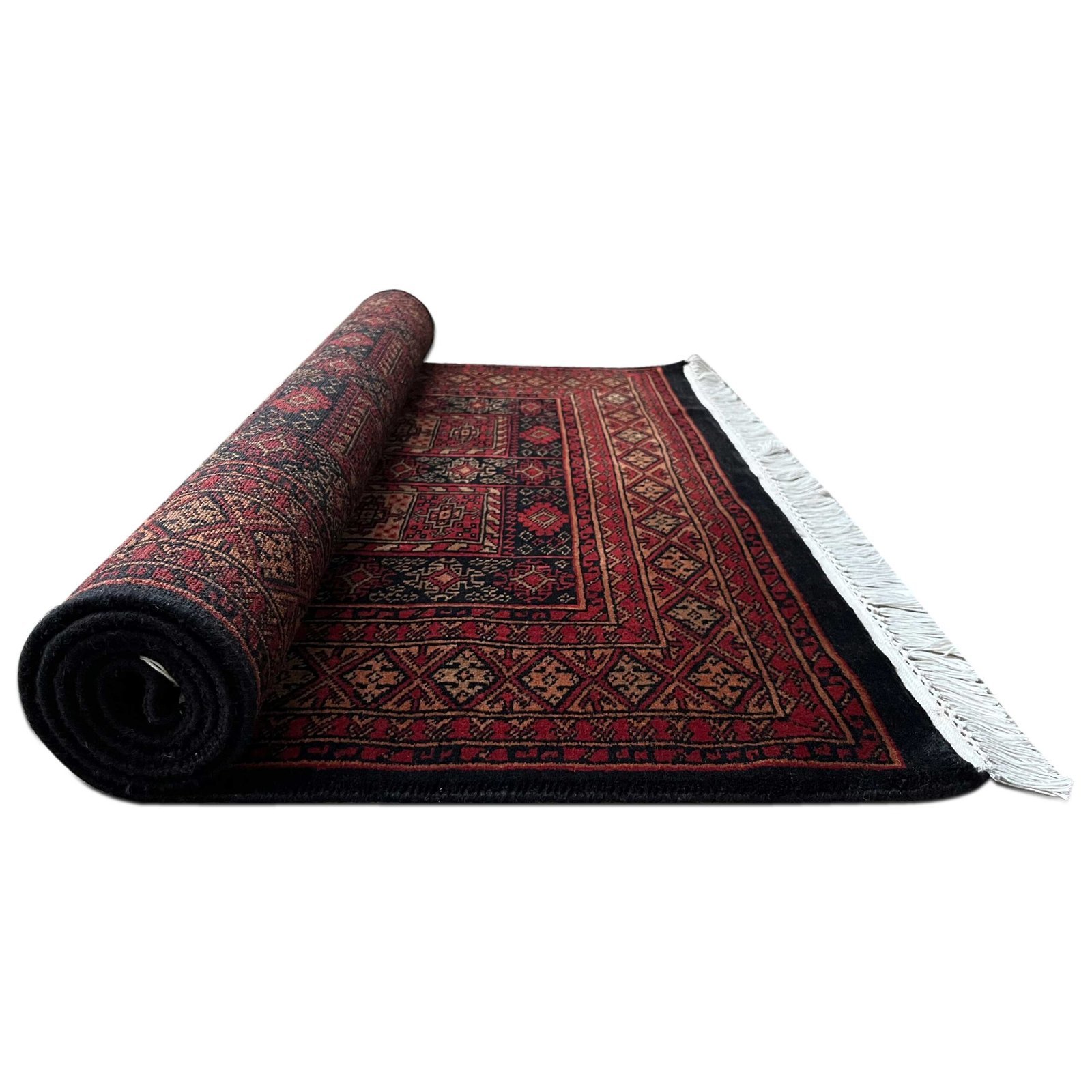 4x6 ft Hand Knotted Woolen Carpet Black Dubba - Image 3