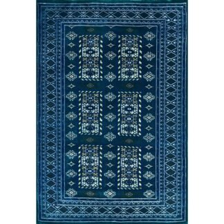 4x6 ft Handmade Knotted Wool Carpet Blue Dubba Tribal