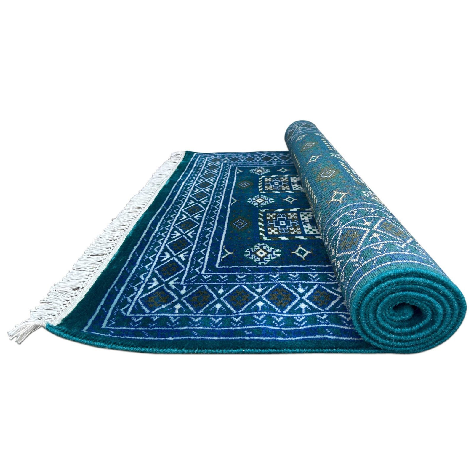 4x6 ft Handmade Knotted Wool Carpet Blue Dubba Tribal - Image 7