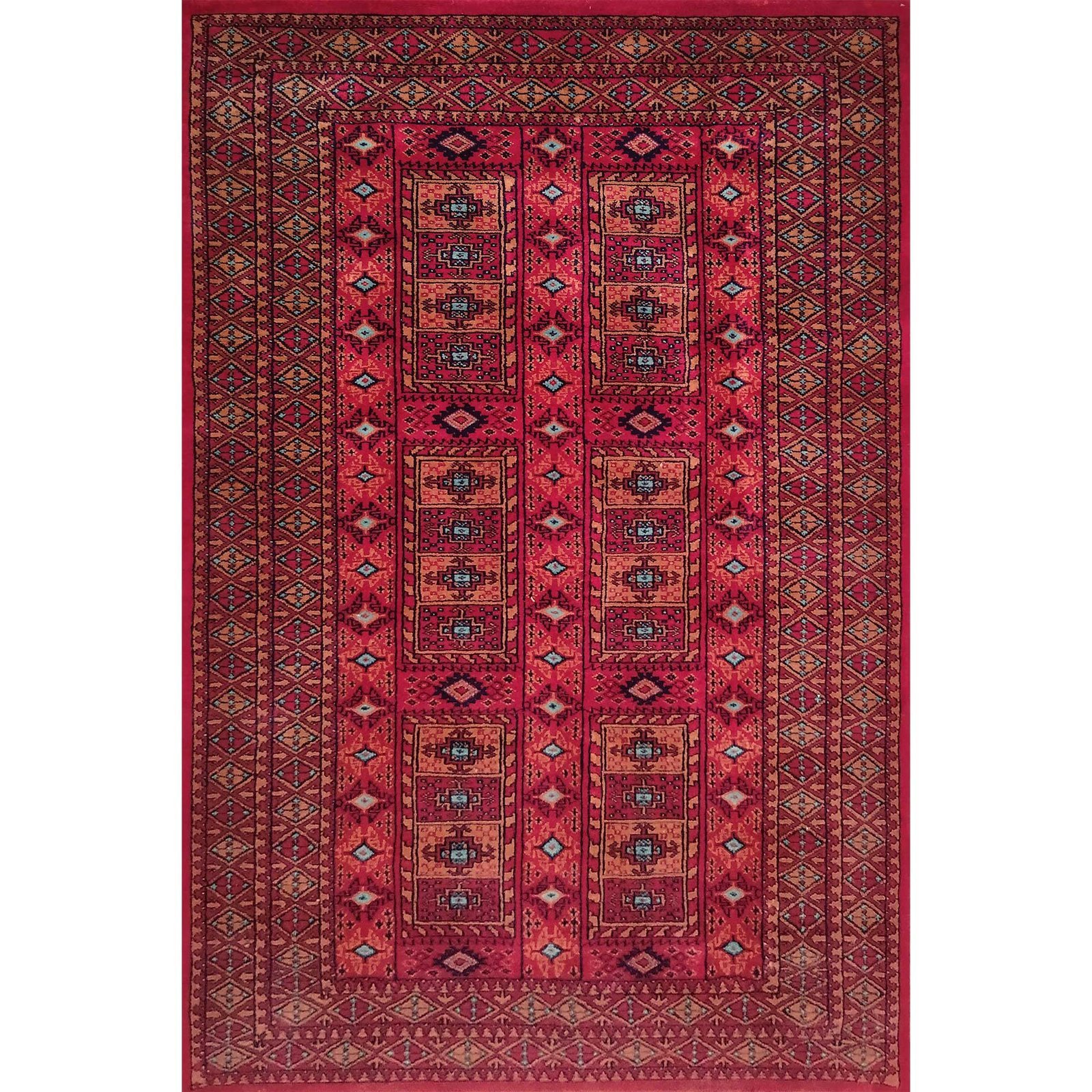 4x6 Feet Hand Knotted Red Wool Carpet