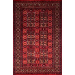 4x6 ft Hand Knotted Wool Carpet Red Dubba Tribal