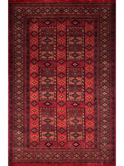 4x6 ft Hand Knotted Wool Carpet Red Dubba Tribal