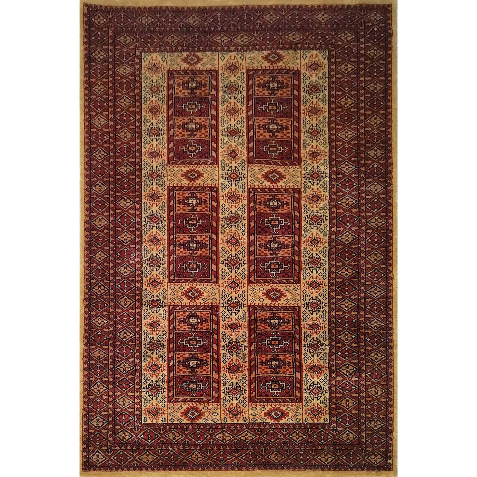 4x6 feet Hand Knotted Wool Carpet Camel Dubba