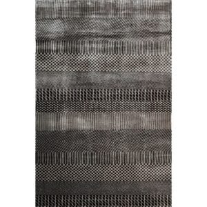 4x6 feet Hand Knotted Bamboo Silk Carpet Black and Gray Grass