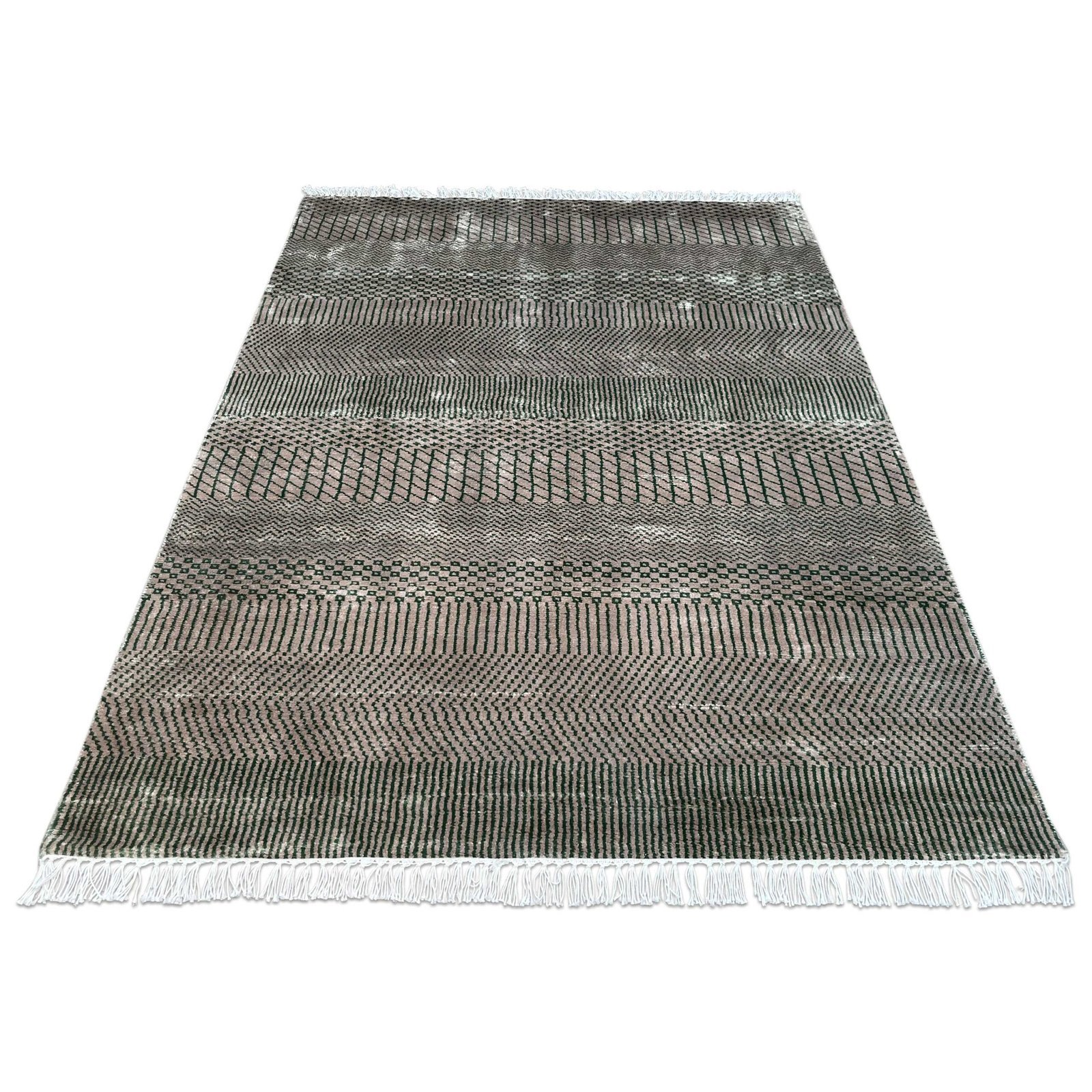 4x6 ft Hand Knotted Modern Carpet Beige Grass Design - Image 7