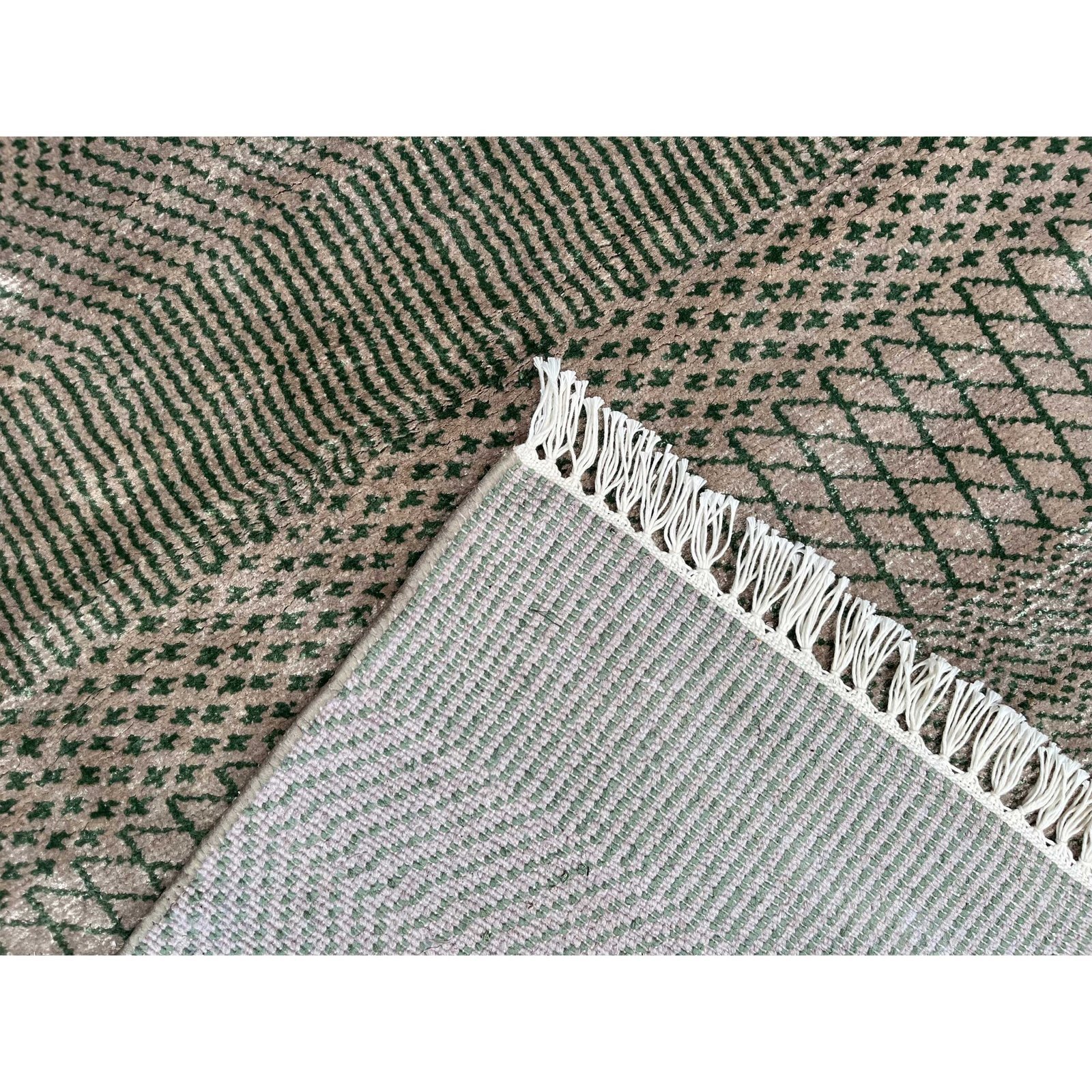 4x6 ft Hand Knotted Modern Carpet Beige Grass Design - Image 5