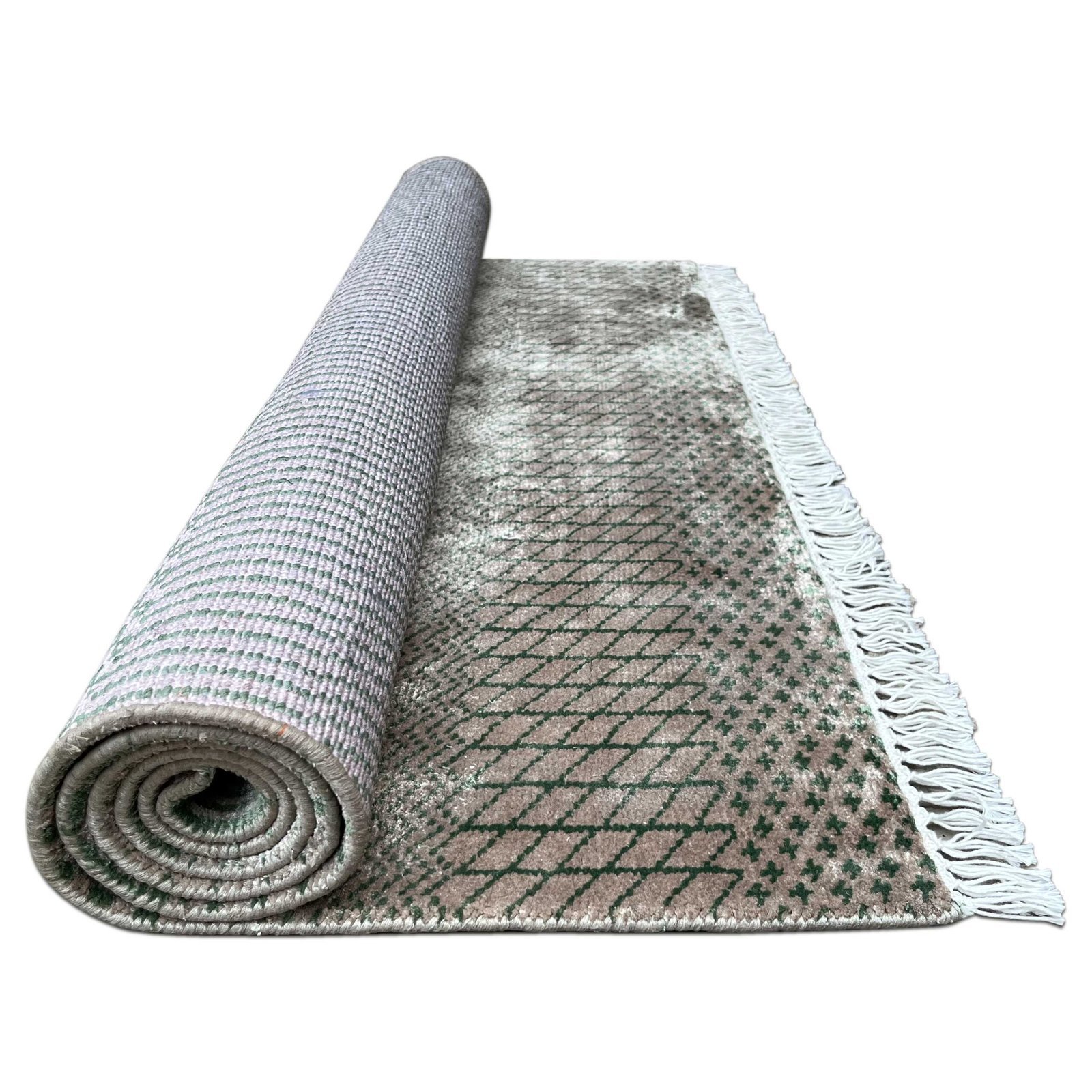 4x6 ft Hand Knotted Modern Carpet Beige Grass Design - Image 4