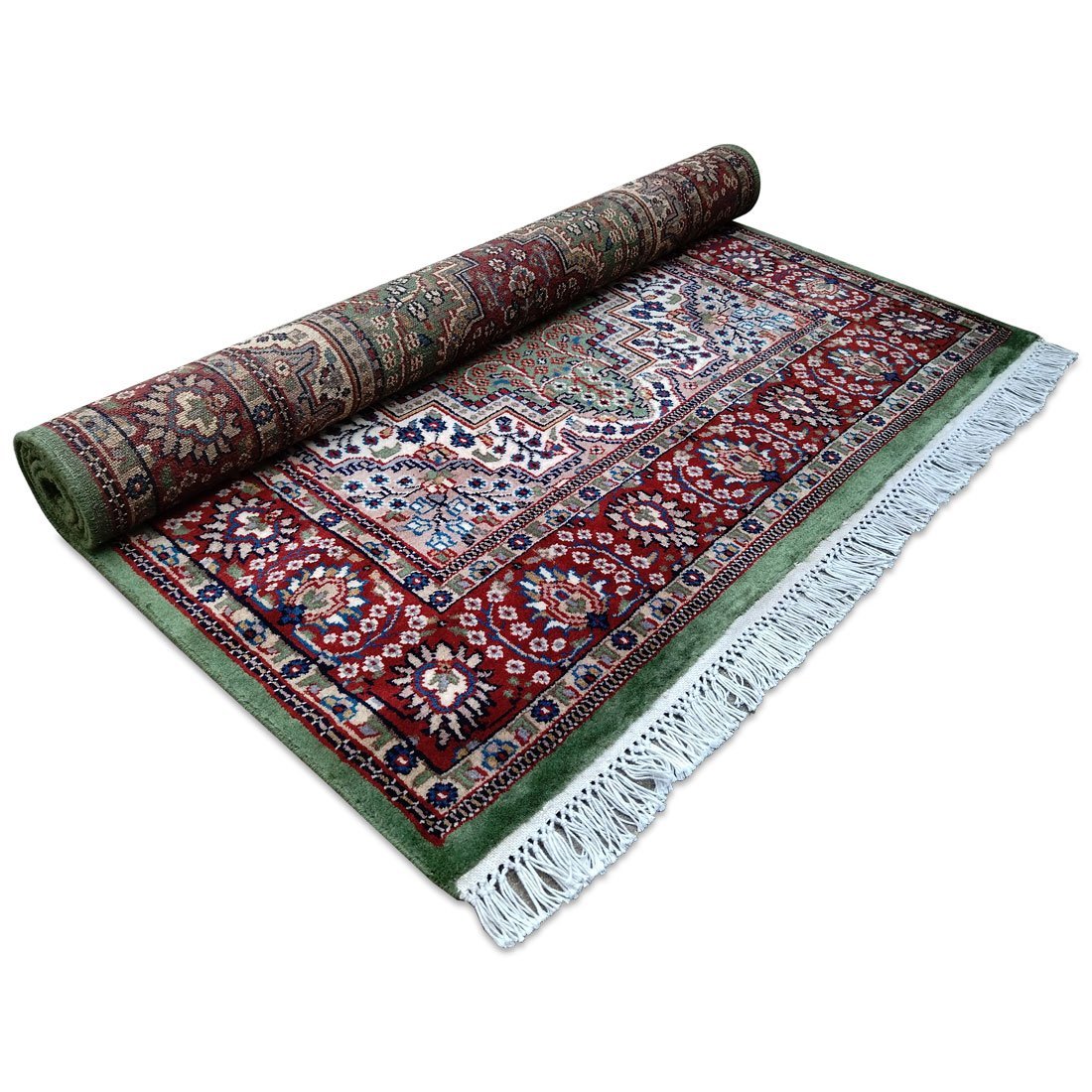 4×6 Feet Green Hand Knotted Persian Wool Carpet - Image 5