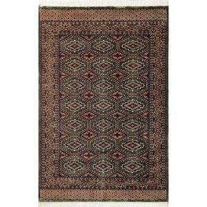 4x6 ft Hand Knotted Woolen Carpet Gul Bukhara Green