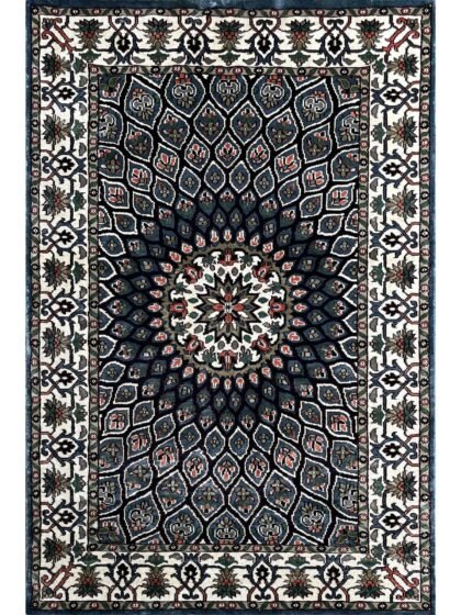 4x6 Feet Hand Knotted Bamboo Silk Blue Carpet Gumbad