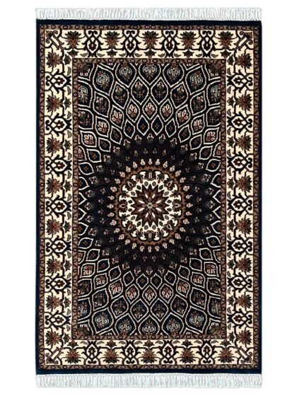 4x6 Feet Hand Knotted Wool Carpet Gumbad (Blue)