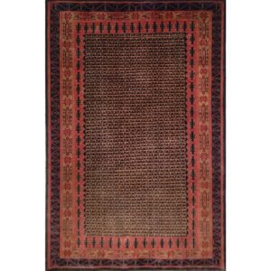 4x6 Ft Handmade Black & Brown Wool Carpet