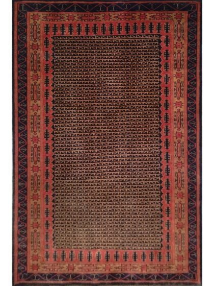 4x6 Ft Handmade Black & Brown Wool Carpet