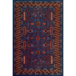 4x6 ft Blue Hand knotted Wool Carpet