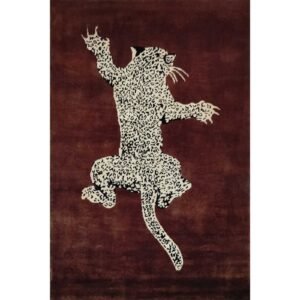 4x6 ft Brown Hand Knotted Wool Leopard Carpet