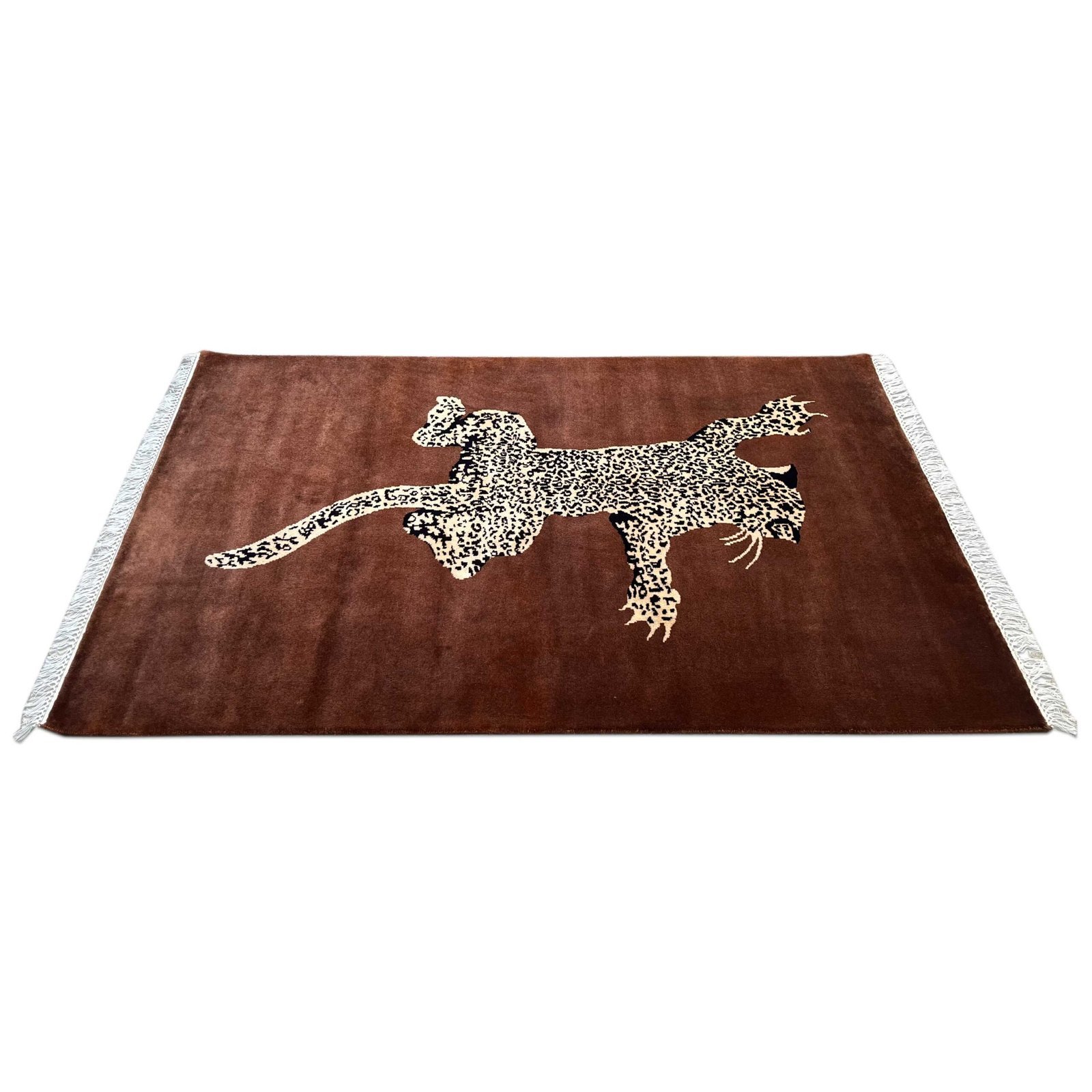 4x6 ft Hand Knotted Woolen Carpet Copper Leopard - Image 8