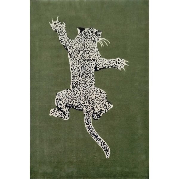 4x6 Feet Climbing Leopard Green Carpet