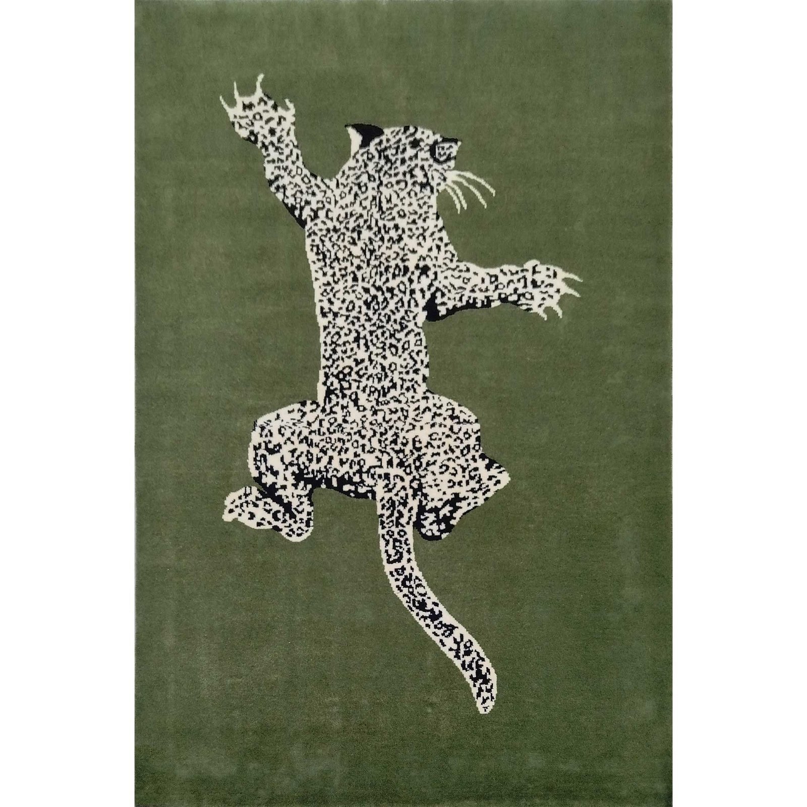 4x6 Feet Climbing Leopard Green Carpet